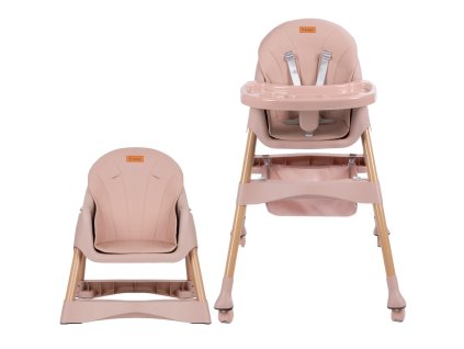 Kidwell KARIMI 2v1 pink detská jedálenská stolička
