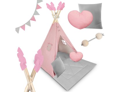 Nukido Teepee detský stan NK-406 tmavoružový