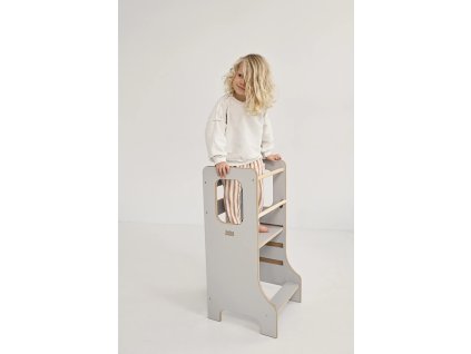 BabyWood Učiaca veža Kitchen Helper SLIM M grey