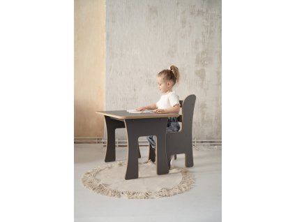 Tuptiwood stolík Detský set + stolička sivý