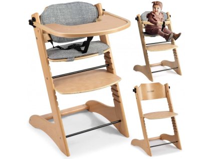 Chipolino TIP TOP detská jedálenská stolička drevená - Graphite