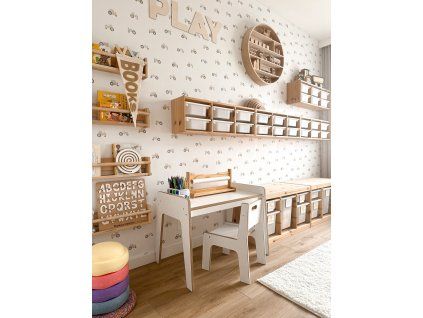BabyWood stolík Detský set + stolička biely L