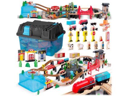 RICOKIDS Drevená sada vláčik 100 ks