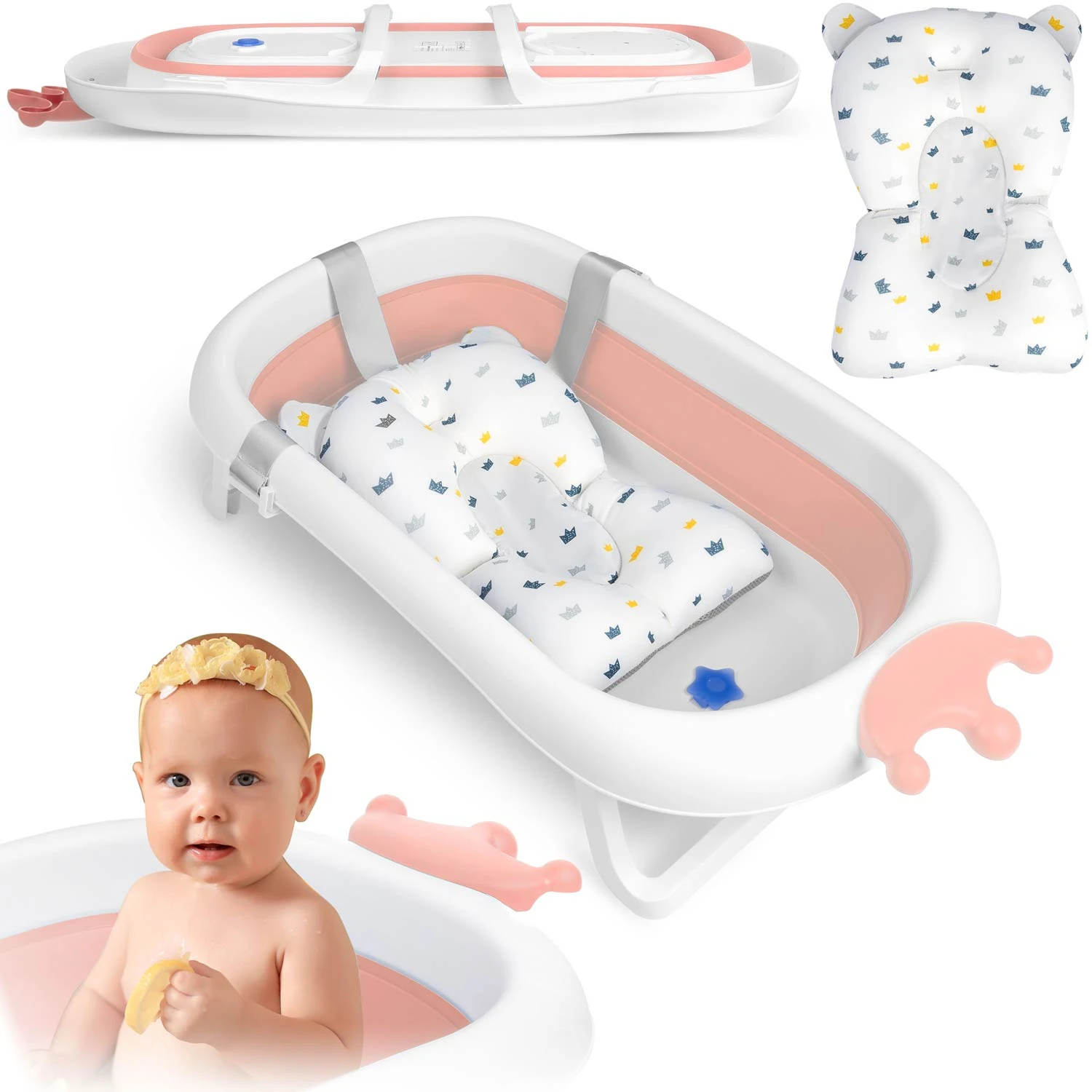 RICOKIDS vanička pre bábätká s vankúšikom -biela a ružová