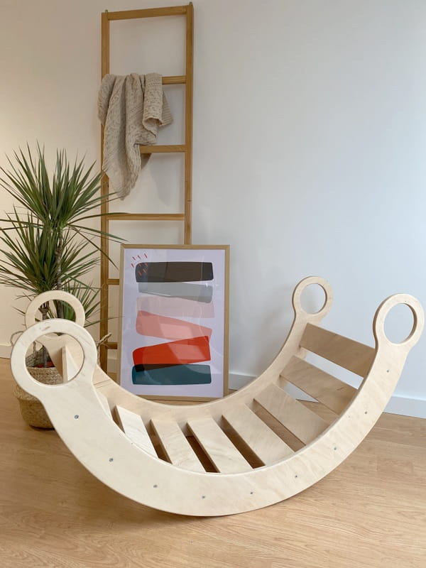 BabyWood Detská drevená hojdačka M natur
