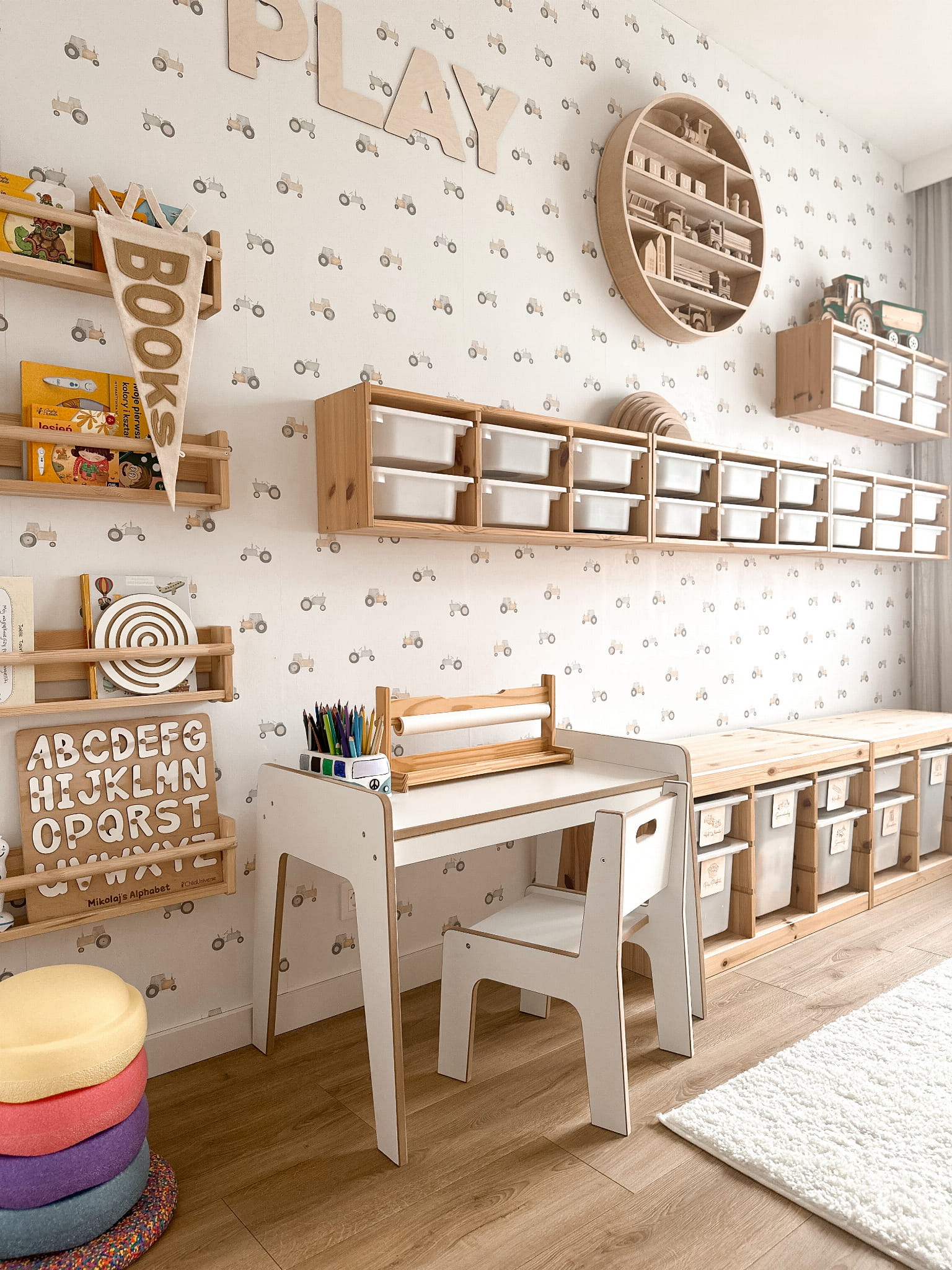 BabyWood stolík detský set + stolička biely S