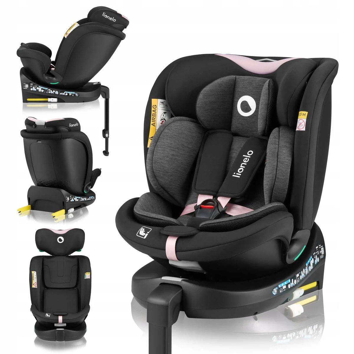 Lionelo NAVY ISOFIX + I-SIZE detská autosedačka (40-150 cm) Farba: Black Pink
