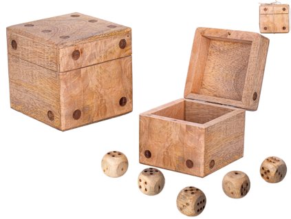 32345 drevena kostka s 5 mensimi kostkami 9x9 cm mikro trading