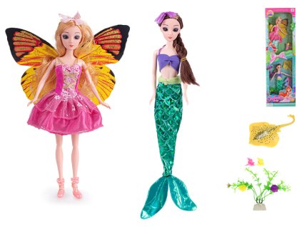 32591 panenka vila a morska panna 2v1 s doplnky 29 cm mikro trading