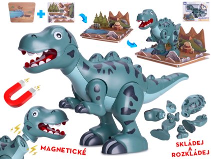 32858 magneticky dinosaurus t rex s doplnky 28 cm mikro trading