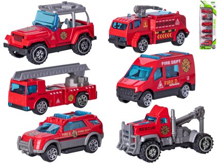 33098 kovova hasicska auta 6 ks 7 cm mikro trading
