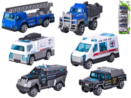 33101 kovova policejni auta 6 ks 7 cm mikro trading
