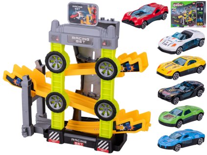 33122 zavodni draha 4v1 se 6 kovovymi auty mikro trading