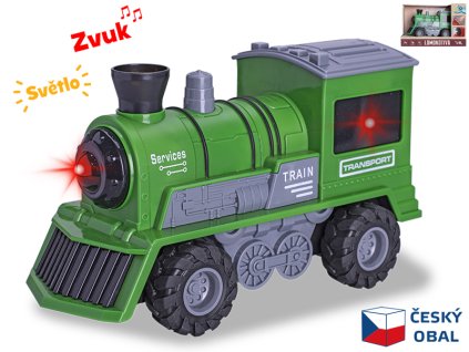 33137 zelena lokomotiva 1 16 na setrvacnik se svetlem a zvukem 22 5 cm mikro trading