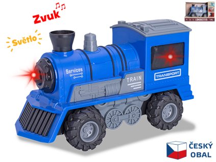 33140 modra lokomotiva 1 16 na setrvacnik se svetlem a zvukem 22 5 cm mikro trading