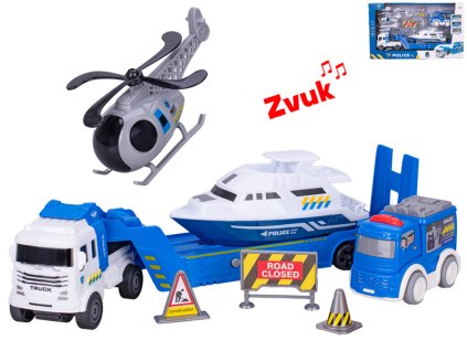 33170 nakladni auto se zvukem a 3 policejnimi vozidly mikro trading