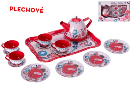 33314 plechovy cajovy set s podnosem 15 ks mikro trading