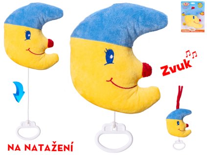 33518 plysovy mesicek s natahovacim hracim strojkem 15 cm mikro trading