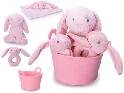 33545 darkovy set ruzovy zajicek s chrastitkem a usinackem mikro trading