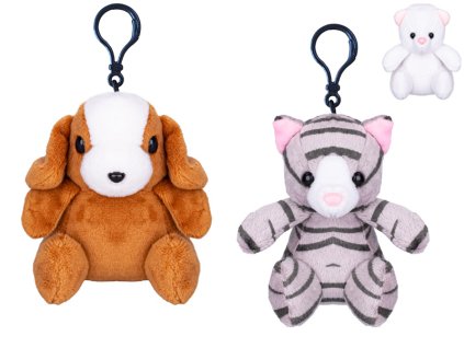 33617 plysovy privesek na klice zviratko 10 cm 3 druhy mikro trading