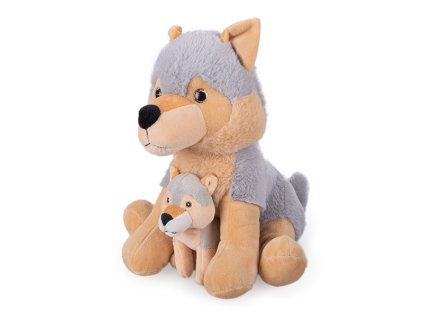 33674 plysovy pes husky s mladetem 25 cm mikro trading