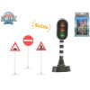 32081 semafor se svetlem a 3 dopravnimi znackami 13 cm kids globe