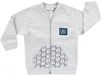 7029 kojenecka mikina na zip pro kluka seda melir modra bavlna pruzna bez kapuce jacky medvidek 2912110 0 7178