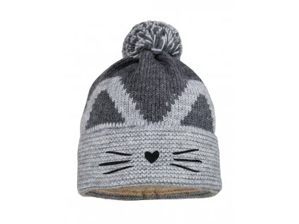 PLetená zimní čepice s kočkou