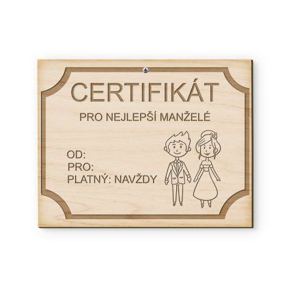 certifikát svatba manželé