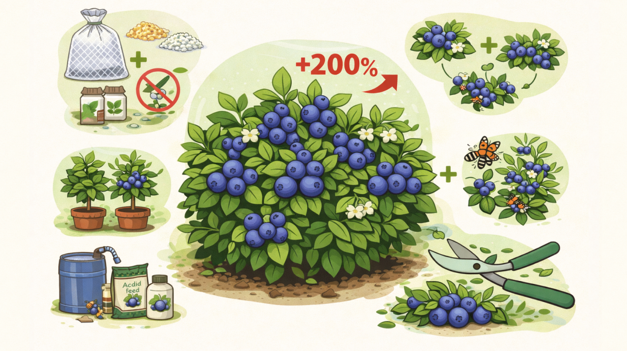 Ako zvýšiť úrodu čučoriedok o 200%: Trik profesionálnych pestovateľov