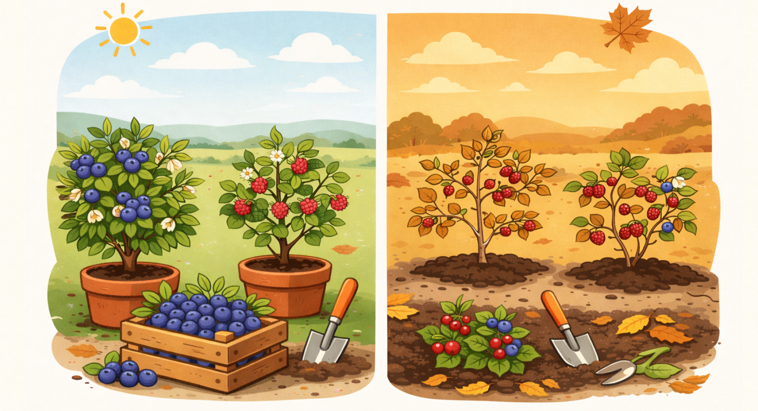Kedy sadiť čučoriedky, maliny a ríbezle: jar vs jeseň (kompletný pestovateľský návod)