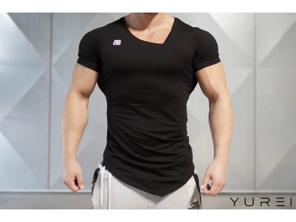 Pánské tričko YUREI asymmetric V neck - black out