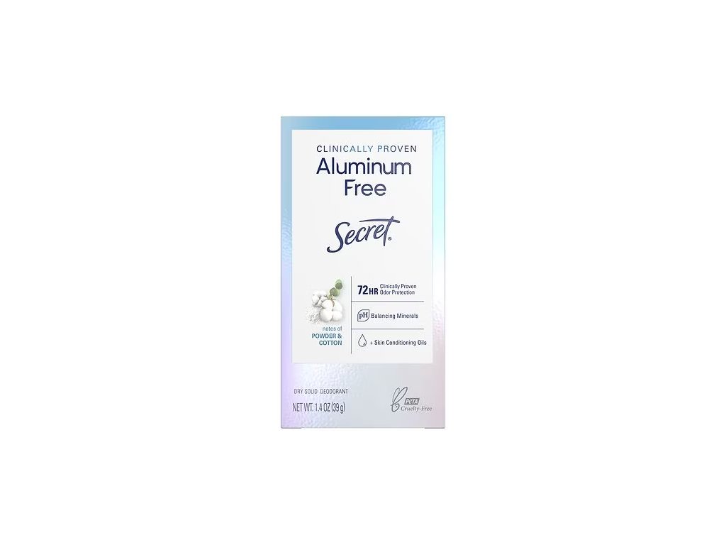 Tuhý deodorant Secret Aluminum Free Clinical proven - Powder & Cotton (39 g)