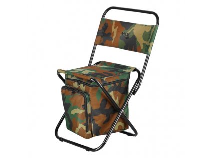 Skladacia stolička s úložným priestorom NILS Camp NC3012 kamuflážová