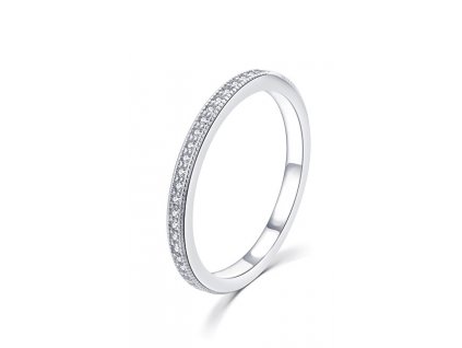 Minimalistický stříbrný prsten se zirkony R00020