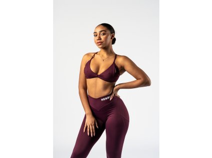 NEBBIA Sportovní podprsenka se střední oporou TWIST-KNOT 423 Dark Red