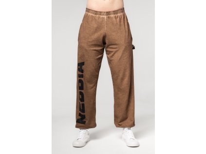 NEBBIA Bench Talks Washed-off Volné Baggy Tepláky s kapsami Gym Bro 373 Light Brown