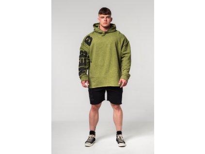 NEBBIA Bench Talks Washed-off Oversized Mikina s kapucí NO BS 371 Green