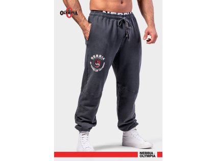 NEBBIA Washed tepláky s kapsami LEGEND 795 Black