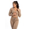 Crop-top mikina se zipem Ribbed 2.0 - Sand Beige