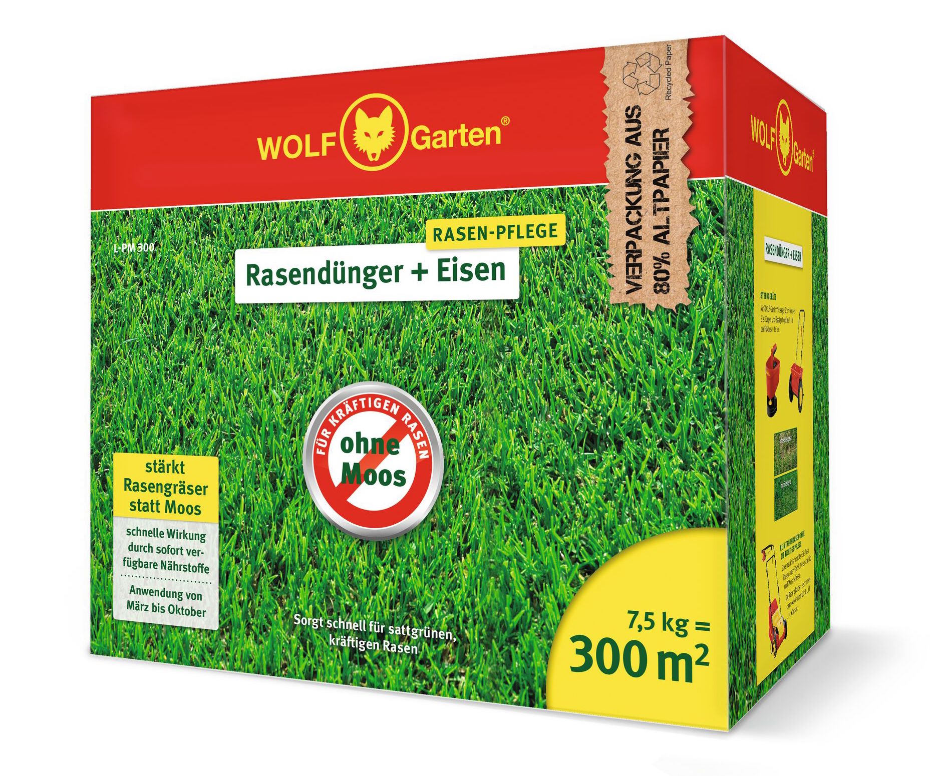 WOLF-Garten Trávne hnojivo dlhodobé so železom obmedzujúce mach L-PM 300