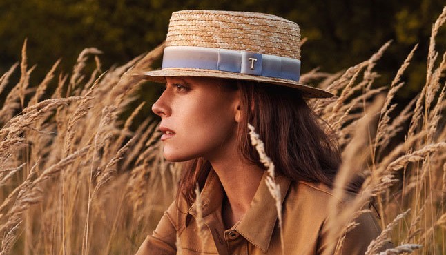 Dámský letní slaměný Boater klobouk / žirarďák s duhovou stuhou