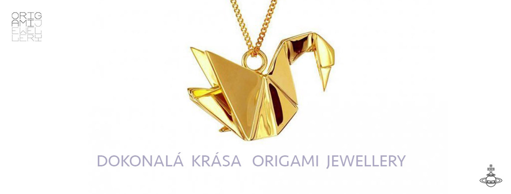 Origami Jewellery Labuť zlatá