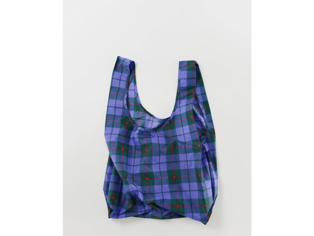 eco Ripstop ekologická nákupní taška BAGGU Blue Tartan modrá