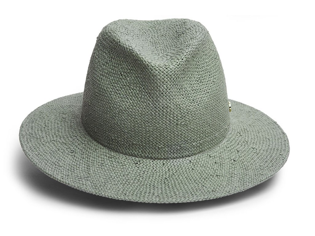 Slaměný unisex klobouk Fedora Florence TONAK šedozelená mandlová