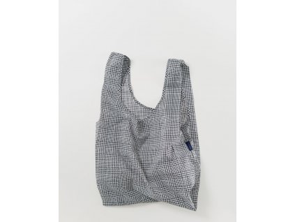 eco Ripstop Ekologická nákupní taška BAGGU / Glenček (Glen plaid) / šedá, černá & bílá