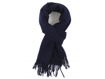 Klasická vlněná šála s třásněmi / unisex - dámská, pánská / velikost XL šál vlna navy modrá