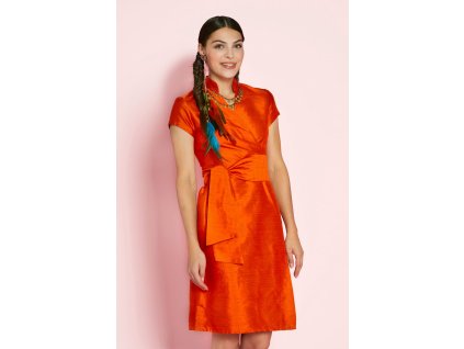 Dámské zavinovací šaty z divokého hedvábí Sauvage Robe Chinoise ANTOINE ET LILI / oranžová wild silk dress orange