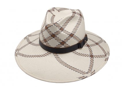 dámský elegantní slaměný klobouk se stuhou s mašlí / Fedora Claudine / TONAK / bílá, černá, hnědá, tmavě modá