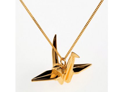 origami jewellery náhrdelník jeřáb zlatý